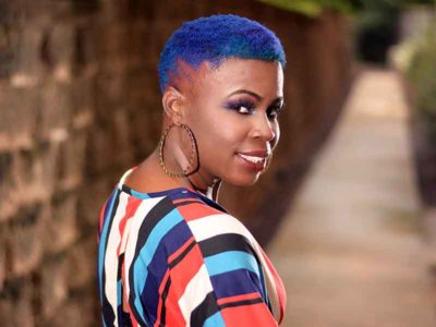 Vibrant Blue Short Natural Hair With Color