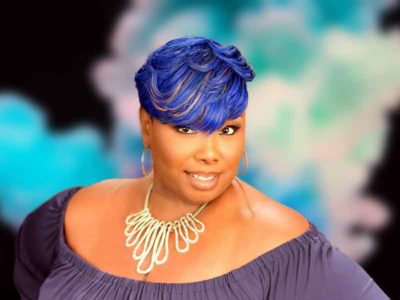 Blue Side Bob Hairstyle for Black Women