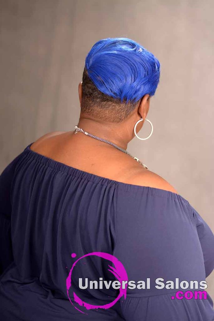 Back View Blue Side Bob Hairstyle for Black Women