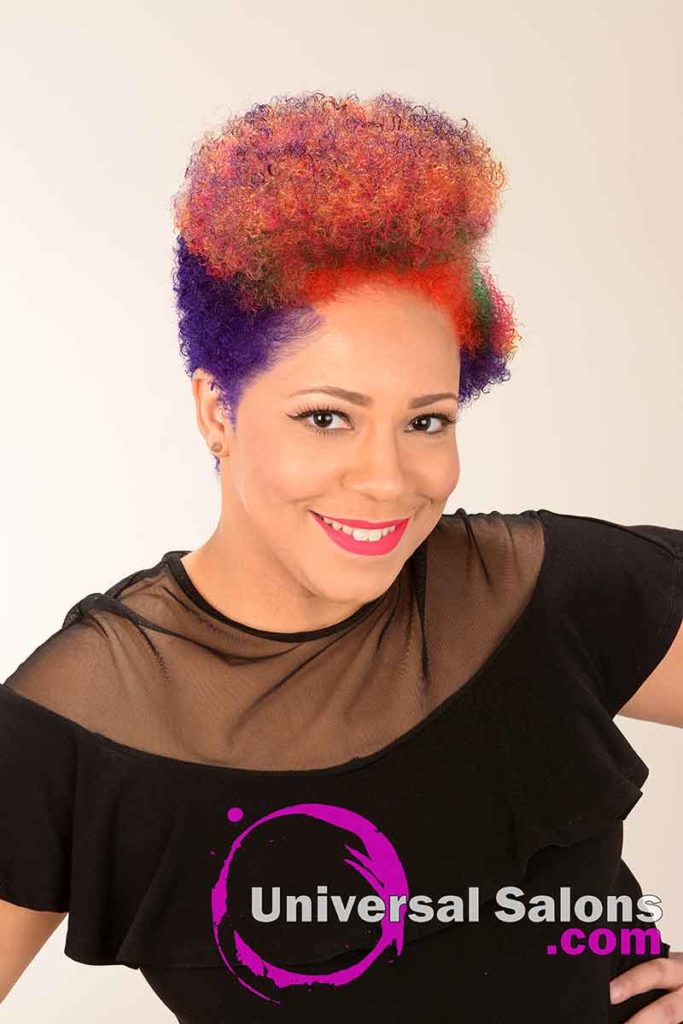 Short Rainbow Hair color on Top of Natural Hair