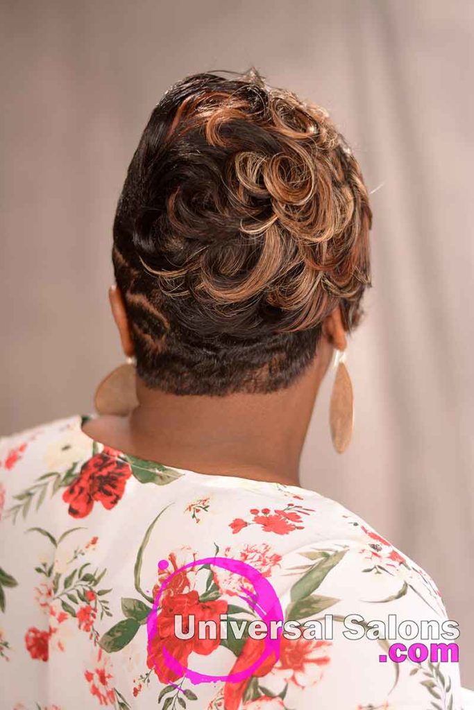 Curlly Tapered Quick Weave Hairstyle With Color