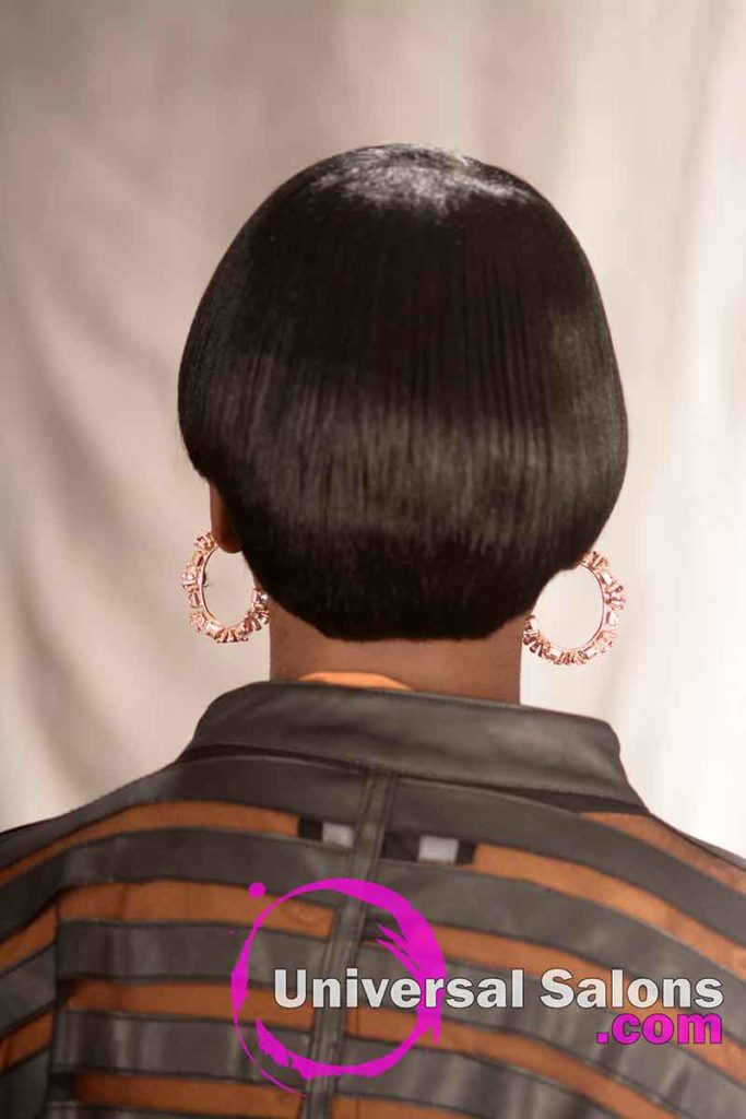 Back View of an Asymmetrical Blunt Bob Haircut