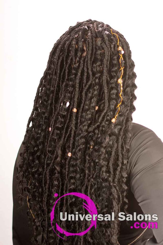 Back View of Long African Hairstyle With Accents