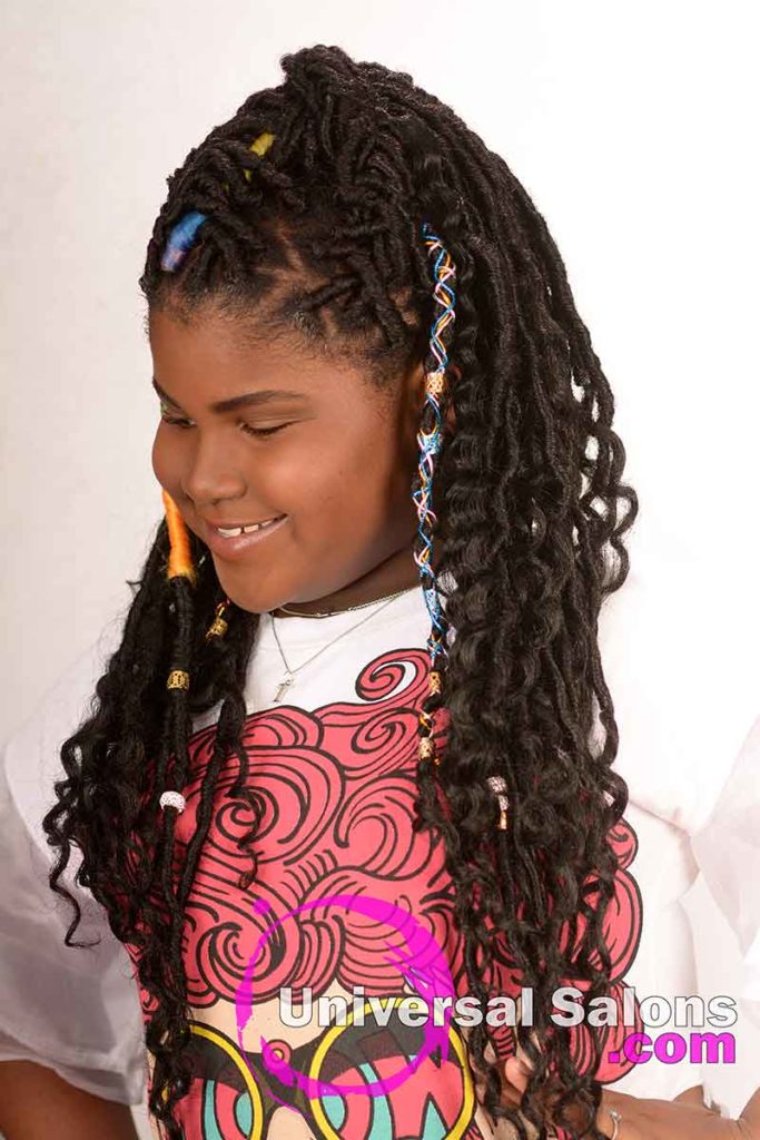 Right View of a Faux Locs Kid's Hairstyle