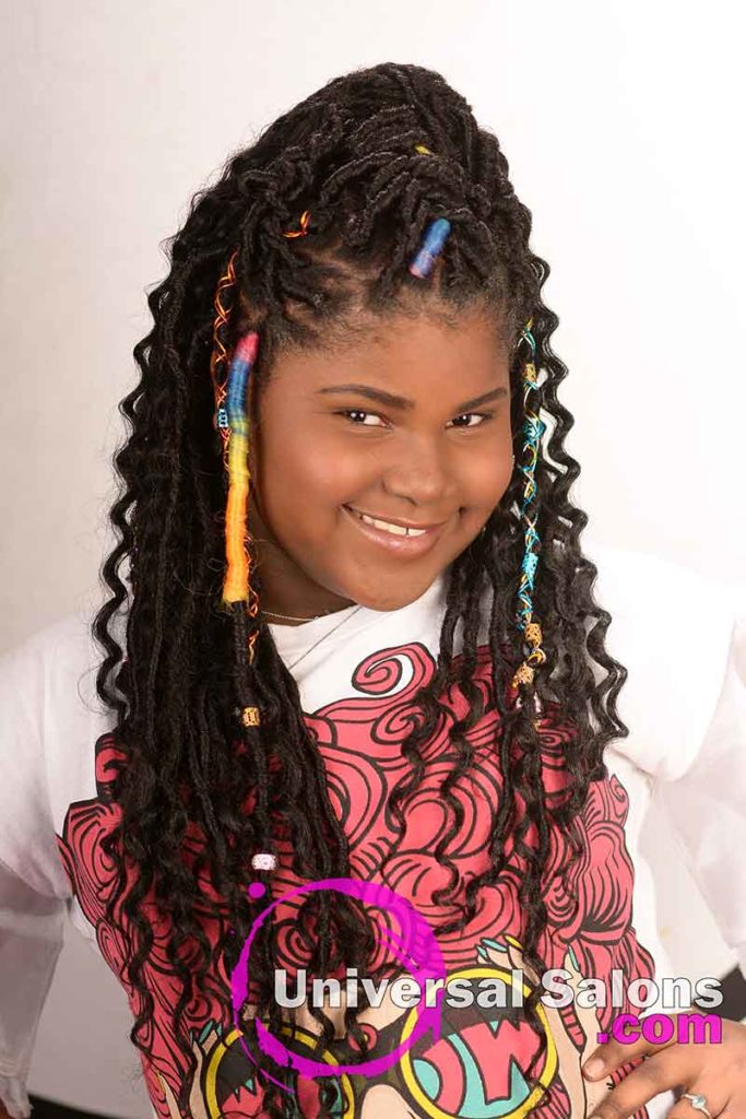 Model Smiling With Faux Locs Kid's Hairstyles