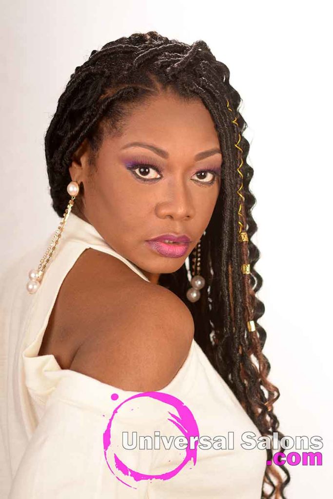 Ombre Goddess Locs With Hair Swept to One Side