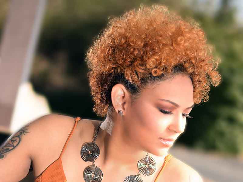 Curly Hairstyle With Ginger Hair Color for Black Women