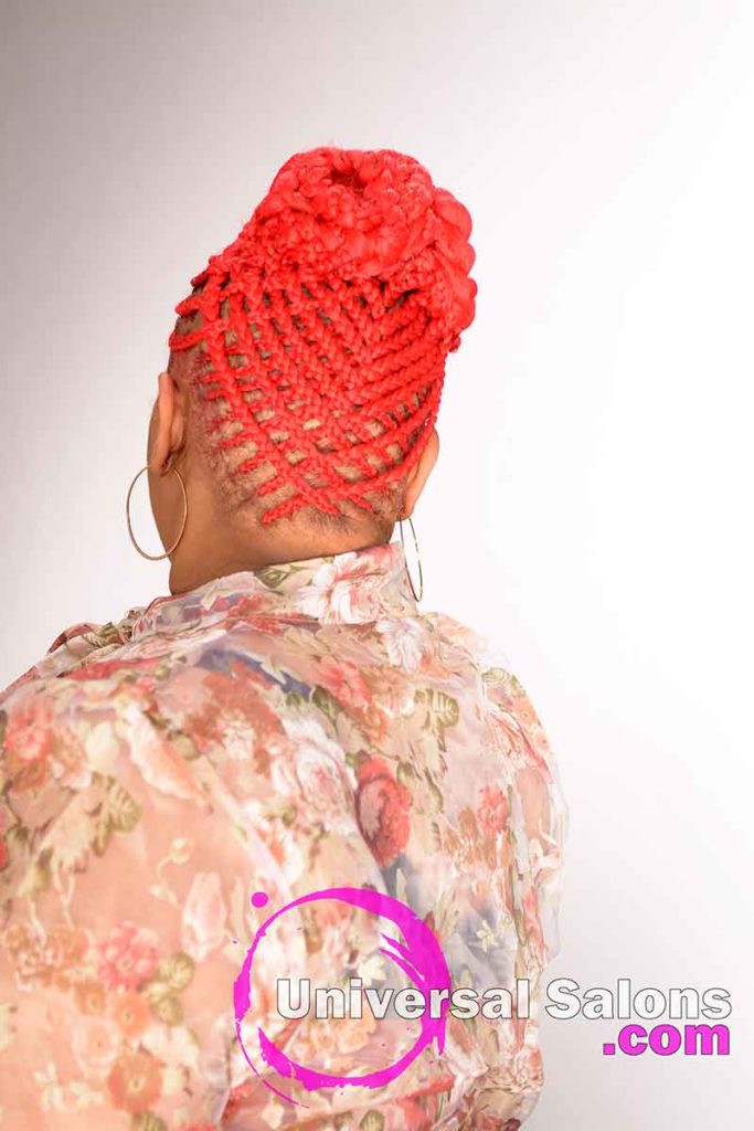 Back View Trendy Basket Weave Updo Hairstyle