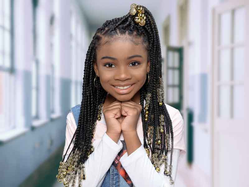 Kid'S Knotless Box Braids With Beads Hairstyle Your Child Will Love