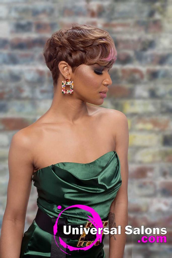 3/4 Model With Short Pixie Cut for Black Women