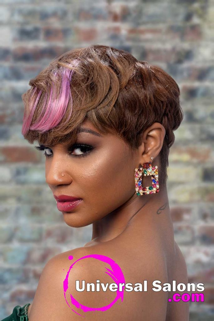 Lft View Short Hairstyle for Black Women With Color